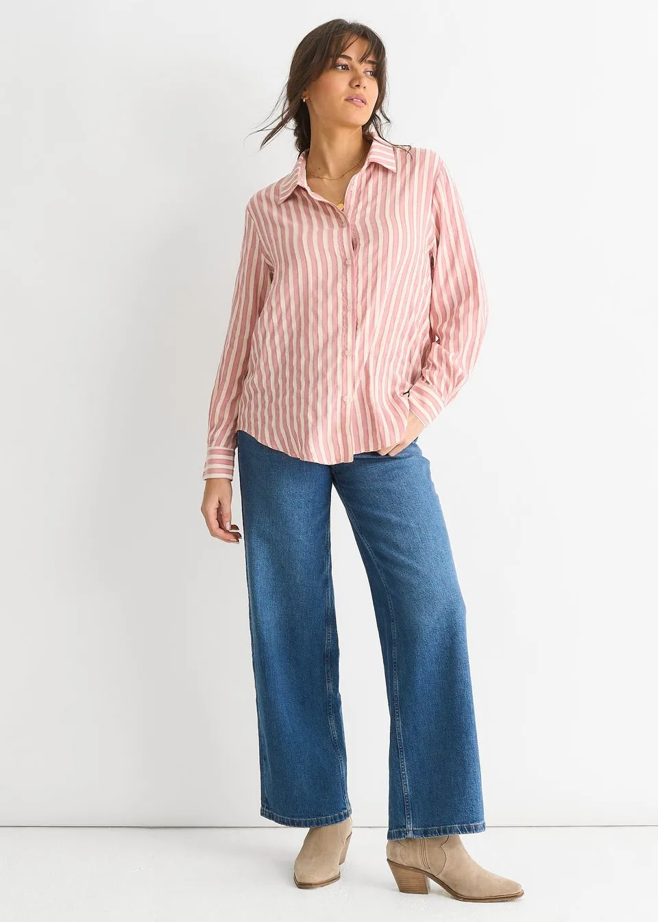 Gini London Blush Stripe Oversized Shirt