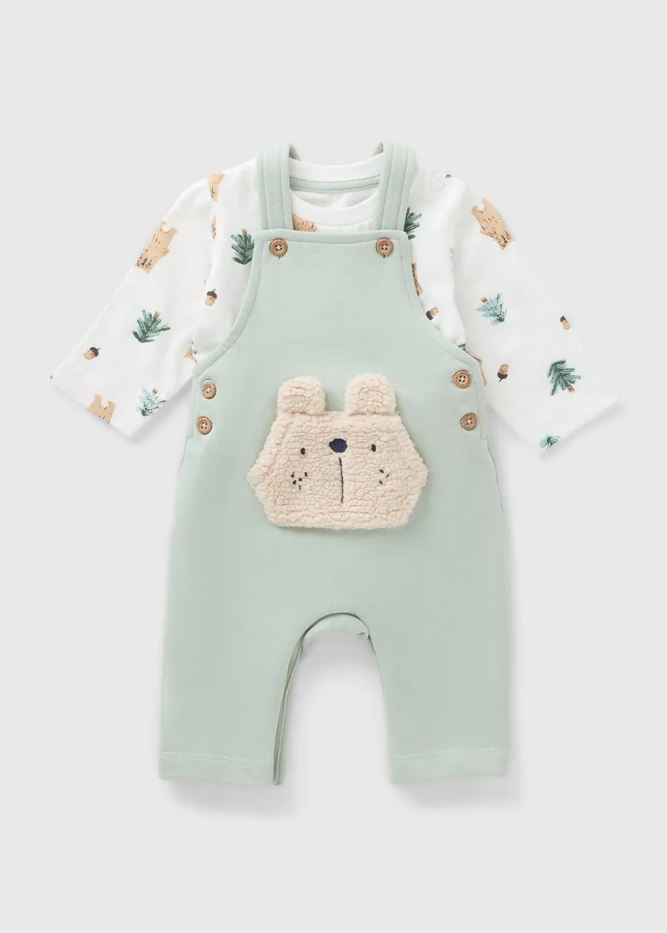 Baby Sage Bear Top & Dungaree Set (Newborn-23mths)