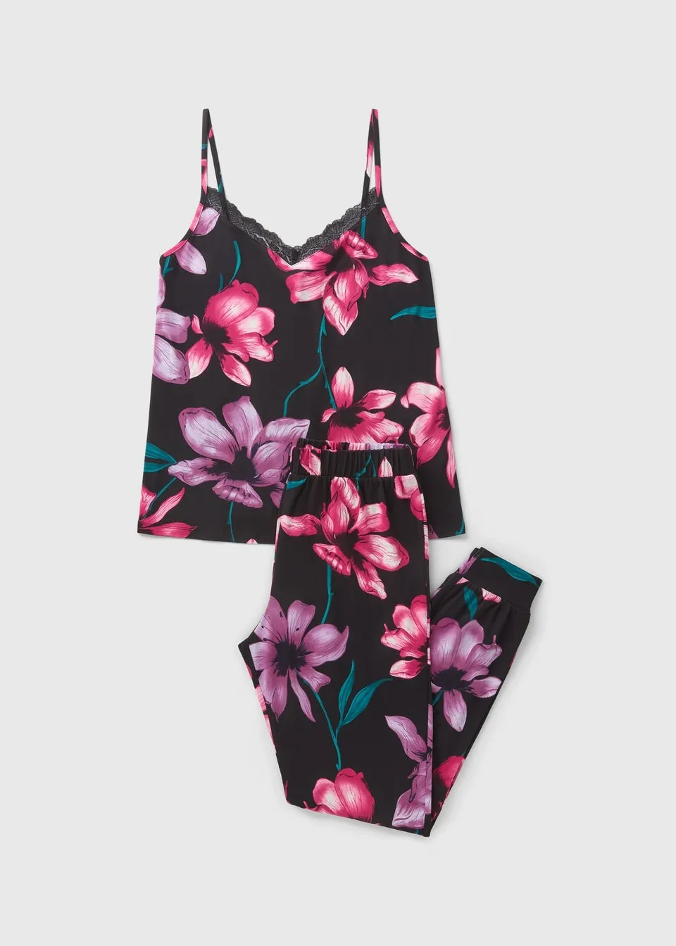 Black Floral Cami Pyjama Set