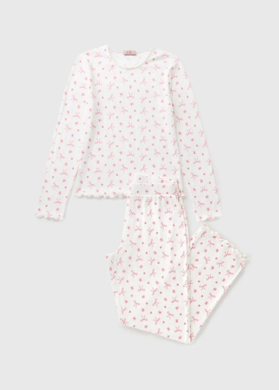 Pink Bow Pointelle Pyjama Set
