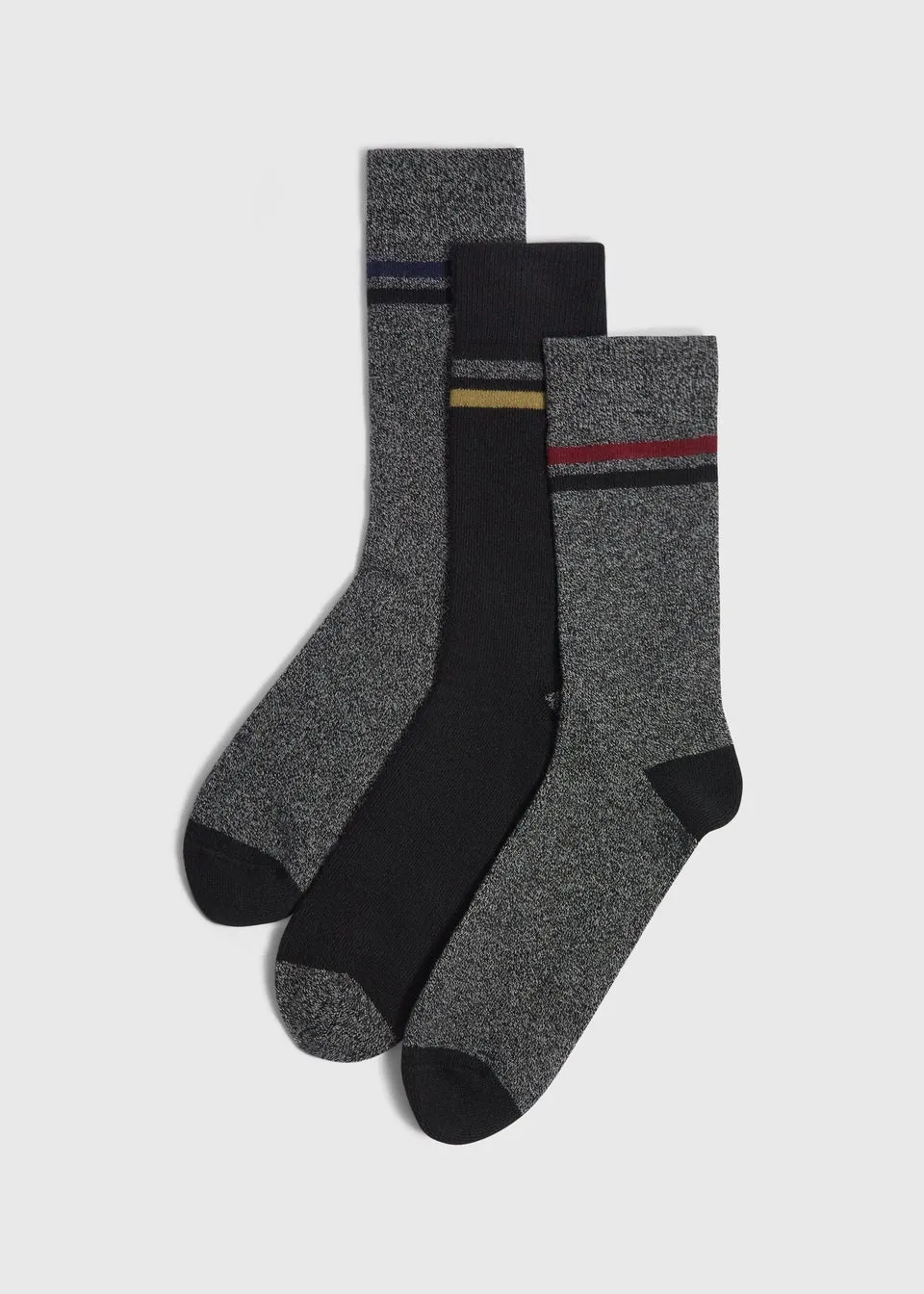 3 Pack Grey Stripe Thermal Socks