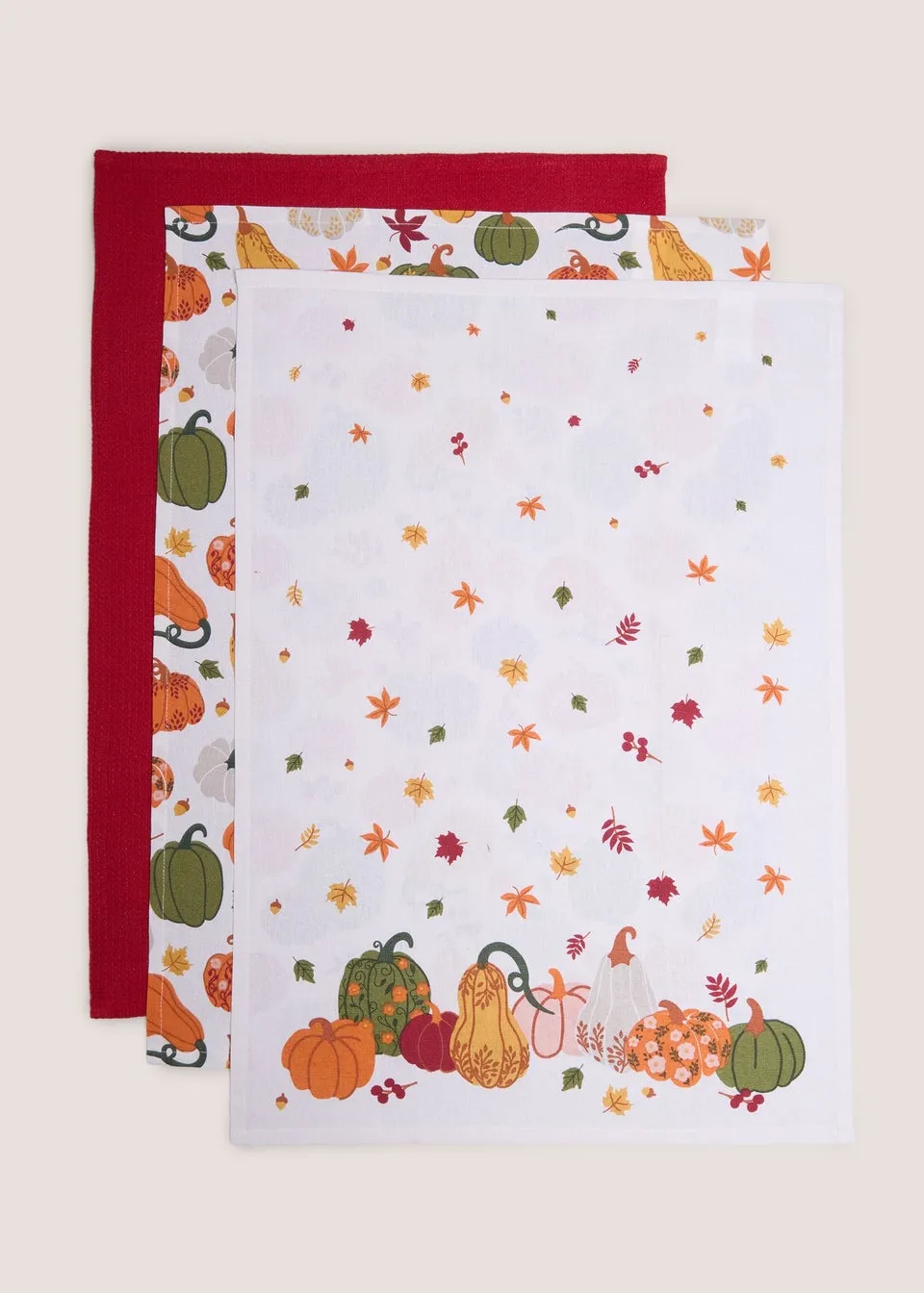 3 Pack Multicolour Autumn Tea Towels
