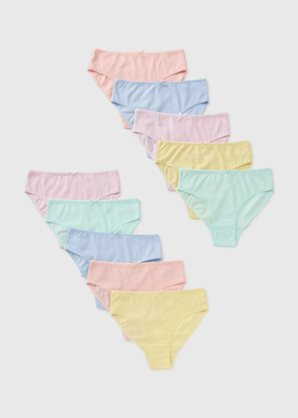 10 Pack Girls Multicolour Pastel Briefs (1.5-14yrs)