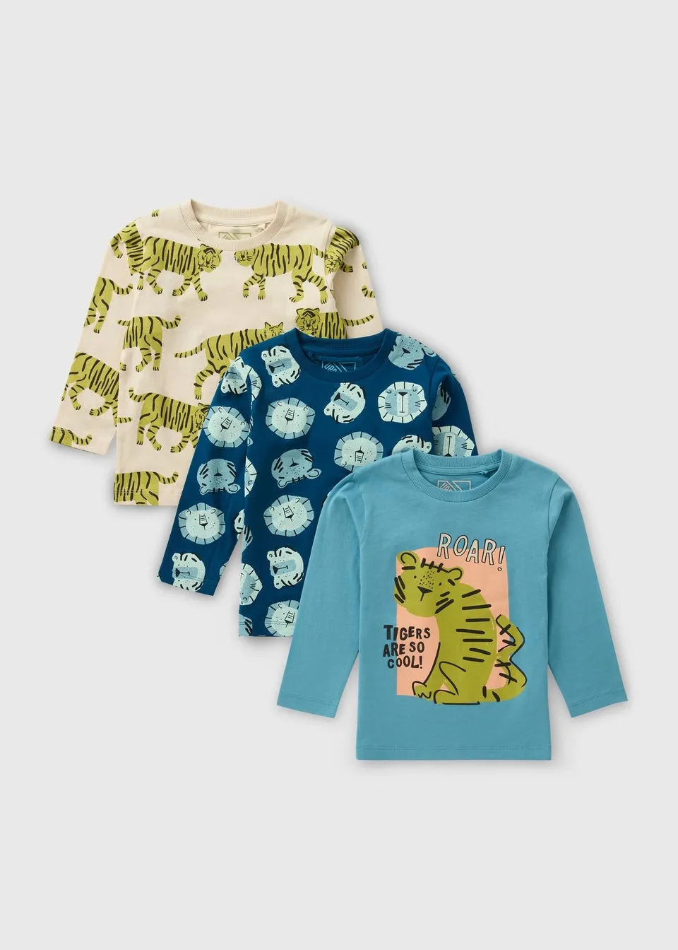 3 Pack Boys Blue Tiger Tops (1-7yrs)