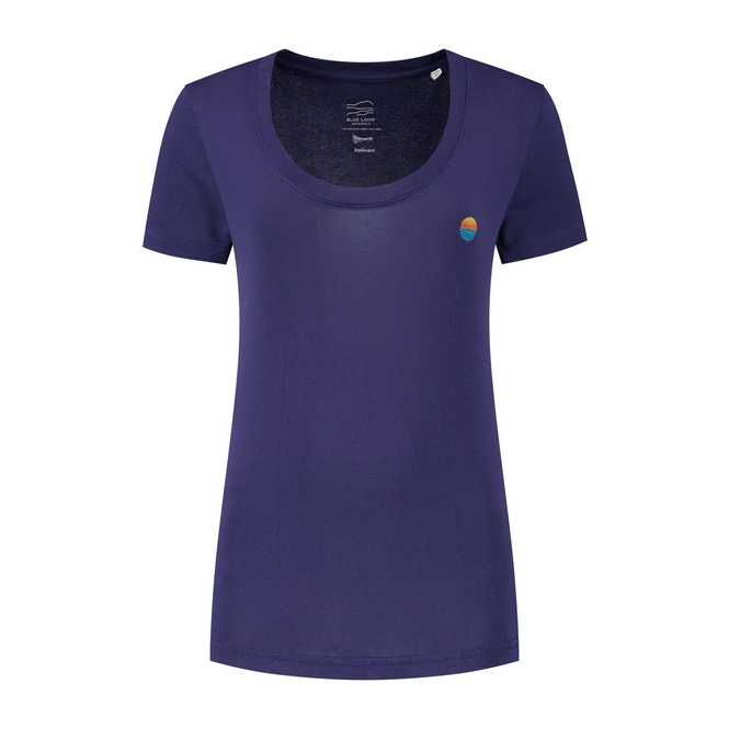 T-Shirt Blue Loop Women Relinen Sunset V-neck Astral Navy '24