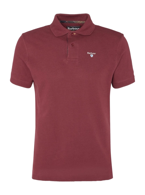 Polo Shirt Barbour Men Tartan Pique Ruby