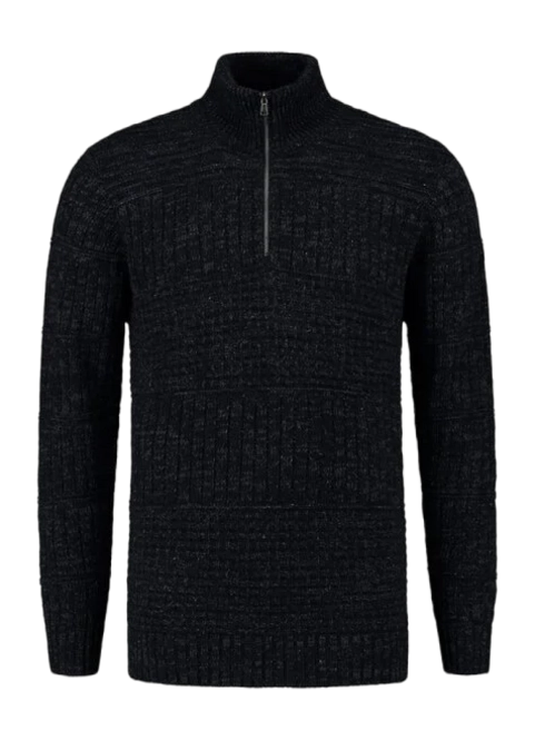 Sweater Blue Men Harlingen Half Zip Sweater Navy Melange