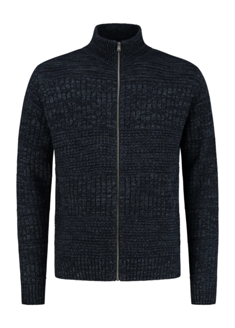 Sweater Blue Men Harlingen Full Zip Sweater Navy Melange