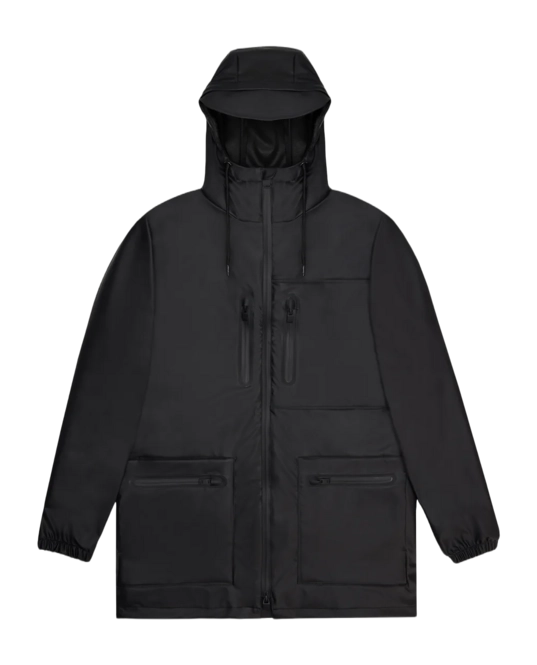 Raincoat RAINS Unisex Cargo Long Jacket Black 2024