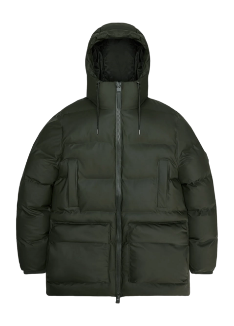 Winter Coats RAINS Unisex Alta Long Puffer Cargo Jacket Green
