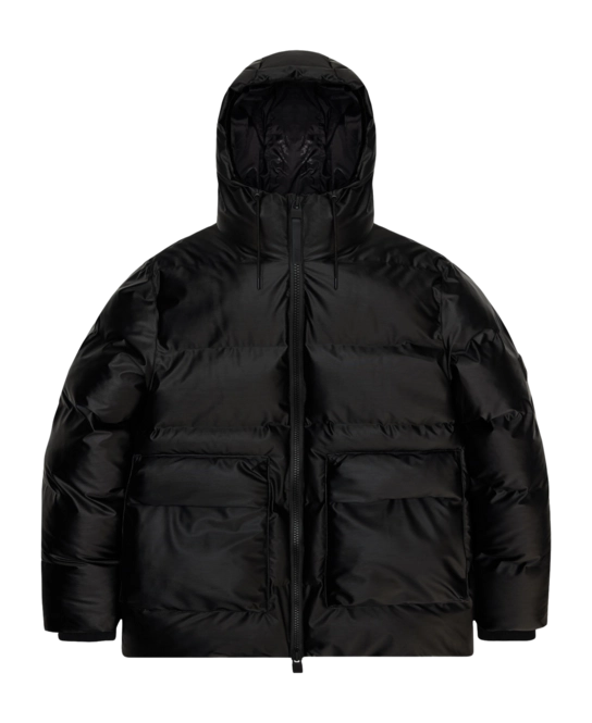 Winter Coat RAINS Unisex Alta Puffer Cargo Jacket Black Grain