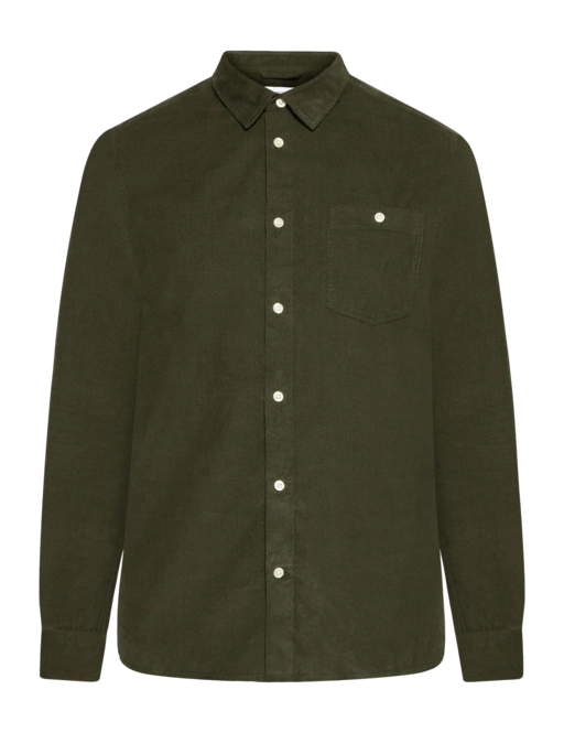 Shirt Knowledge Cotton Apparel Men Regular Fit Corduroy Shirt Forrest Night