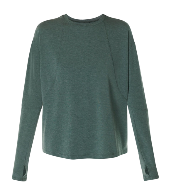 Long Sleeve T-Shirt Sweaty Betty Women Soft Flow Studio Trek Green