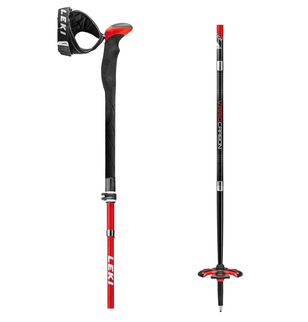 Ski Poles Leki Tour Stick Vario Carbon V Black Red