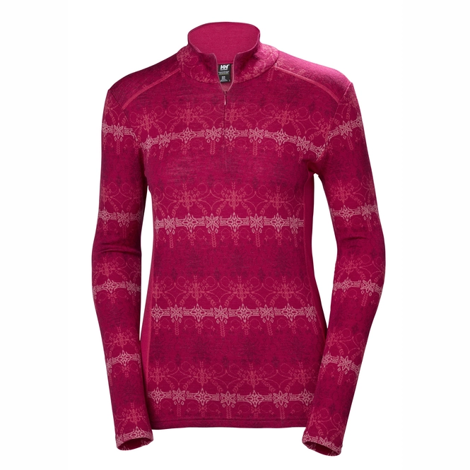 Undershirt Helly Hansen Women Merino Mid Graphic 1/2 Zip Persian Red Frost