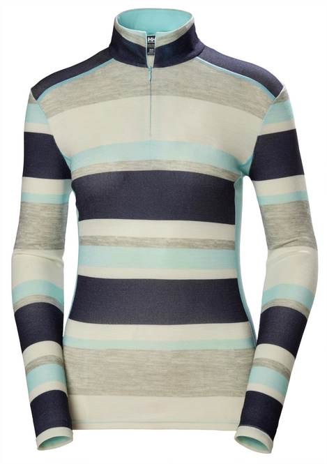 Undershirt Helly Hansen Women Merino Mid Graphic 1/2 Zip Blue Tint Stripe