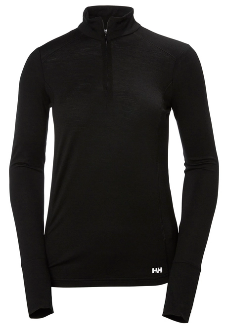 Undershirt Helly Hansen Women Merino Mid 1/2 Zip Black