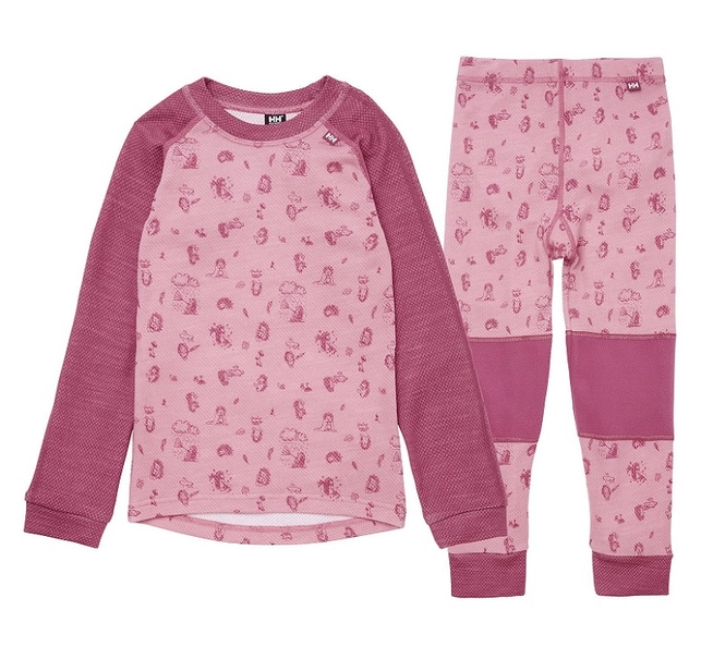 Base Layer Set Helly Hansen Kids HH Lifa Merino Set Bubblegum Pink