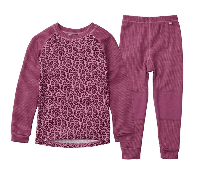 Base Layer Set Helly Hansen Kids HH Lifa Merino Set Magenta Haze