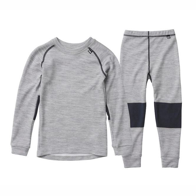 Base Layer Set Helly Hansen Kids HH Lifa Merino Set Grey Melange