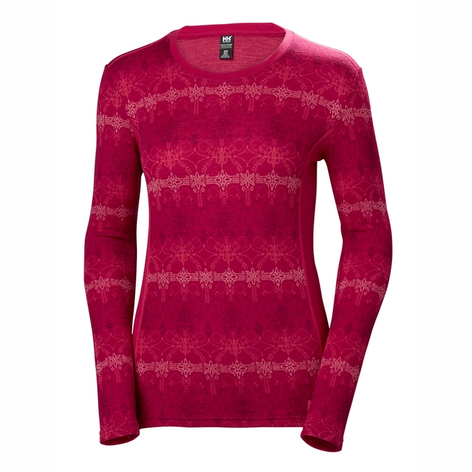 Undershirt Helly Hansen Women Merino Mid Graphic Ls Persian Red Frost