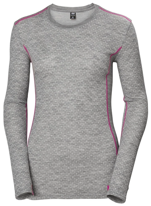 Undershirt Helly Hansen Women Merino Mid Graphic Ls Grey Melange