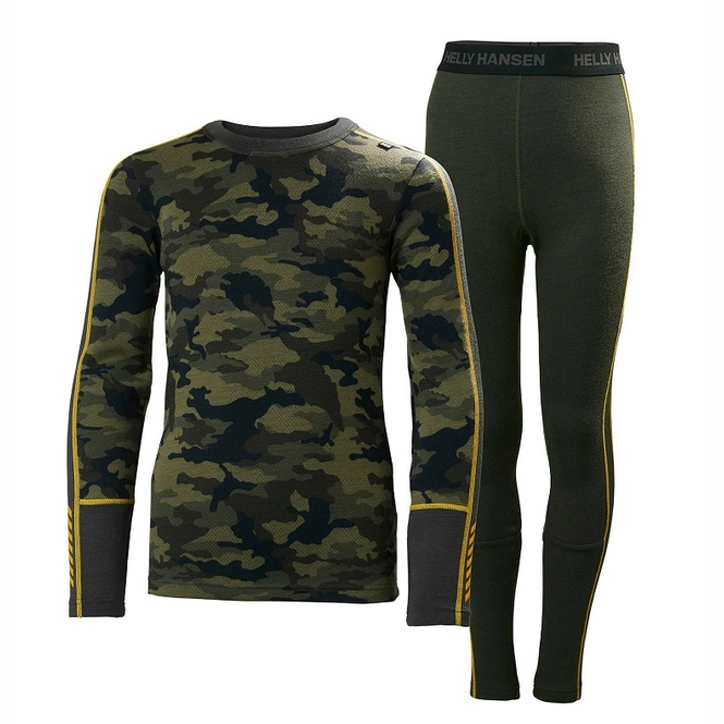 Base Layer Set Helly Hansen Junior Lifa Merino Midweight Set Pine Green