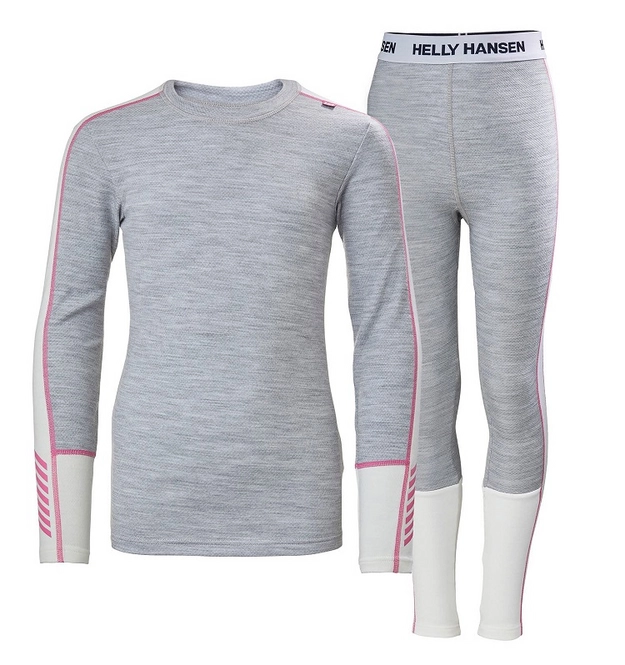 Base Layer Set Helly Hansen Junior Lifa Merino Midweight Set Grey Melange