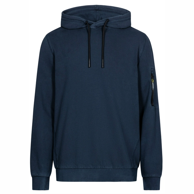 Hoodie National Geographic Men Garment Dyed Navy