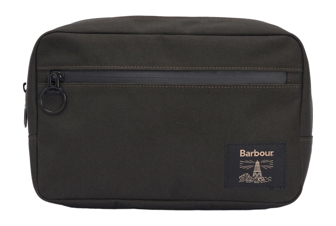 Toiletry Bag Barbour Men Field Canvas Washbag Olive Black