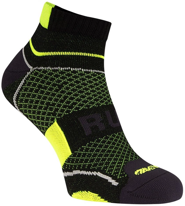 Running Socks Avento Climayarn Black Fluorescent Yellow