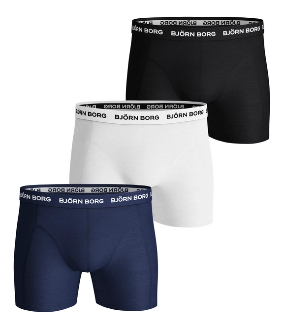 Boxers Björn Borg Men Essential Solid Blue White Black (3 pack)