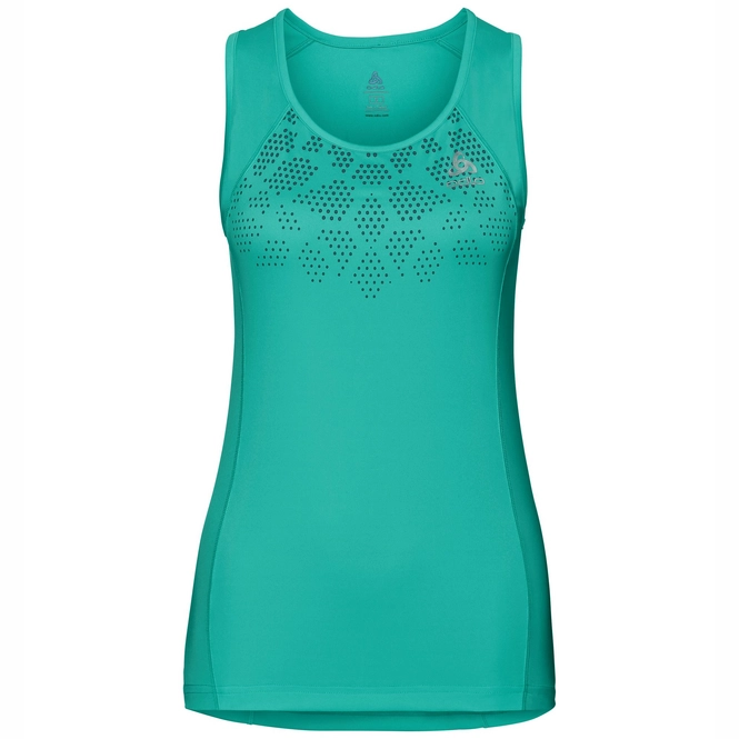 Cycling Shirt Odlo Women's Singlet Sella Pool Green Placed Print