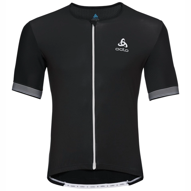 Cycling Shirt Odlo Men's Short Sleeve Full Zip Ceramicool X-Light Black