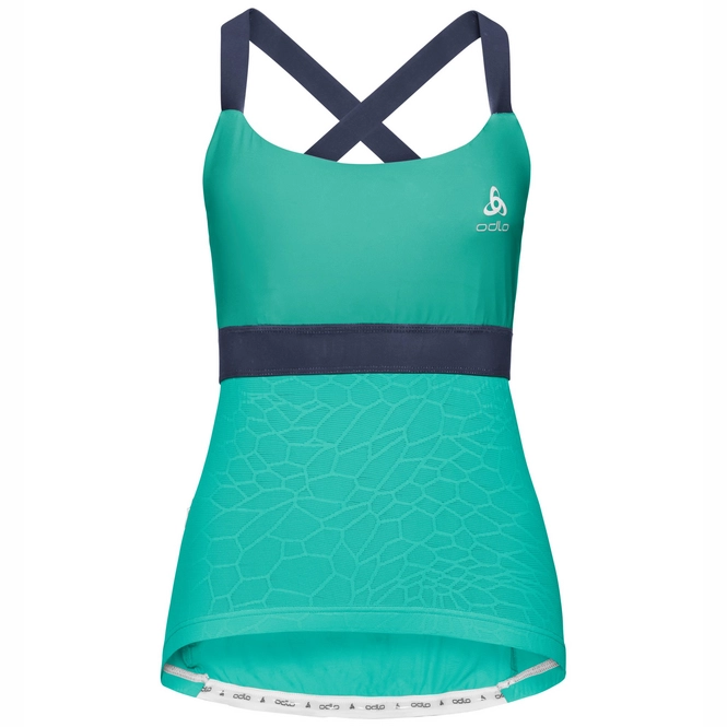 Cycling Shirty Odlo Women's Singlet with Integrated Top Ceramicool X Pool Green