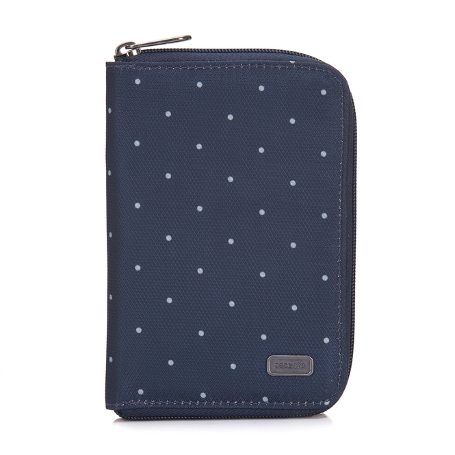 Passport Case Pacsafe Daysafe Wallet Navy Poka Dot