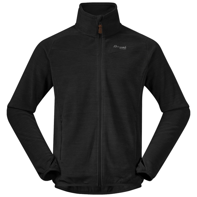 Fleece Bergans Men Hareid NoHood Black Melange Solid Charcoal