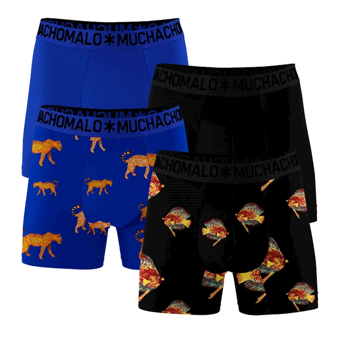 Boxer Shorts Muchachomalo Men Leofi Print Print Black Blue (4-pack)