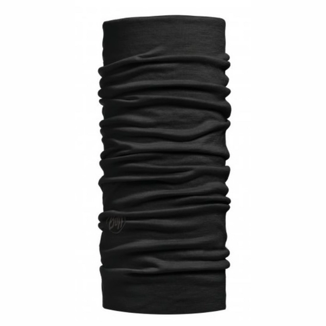 Neck Warmer Buff Lightweight Merino Solid Black