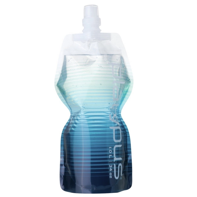 Water Pouch Platypus SoftBottle Push Cap Pull Cap Blue Stripe 1L