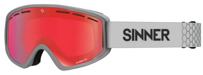 Ski Goggles Sinner Batawa OTG Matte Light Grey / Full Red Mirror Vent