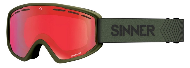 Ski Goggles Sinner Batawa OTG Matte Moss Green / Full Red Mirror Vent