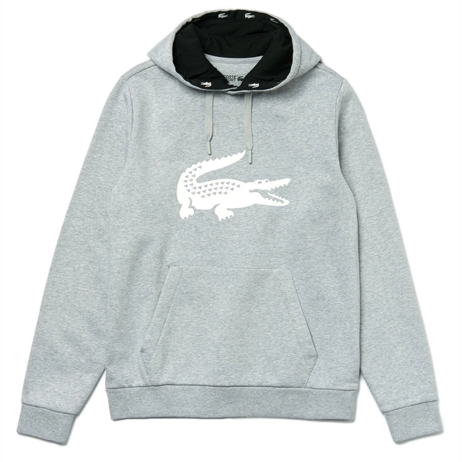 Hoodie Lacoste Men SH8687 Silver Chine Black-White