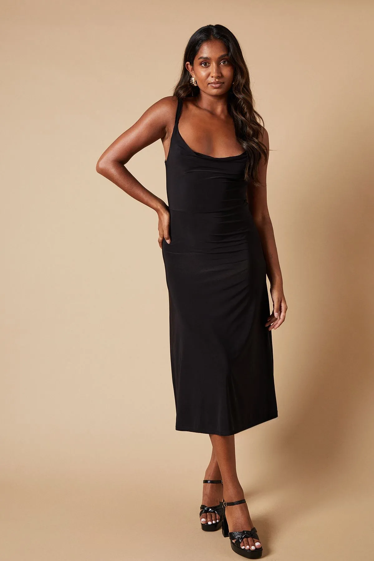 Occasion Double Jersey Cowl Midi Dress