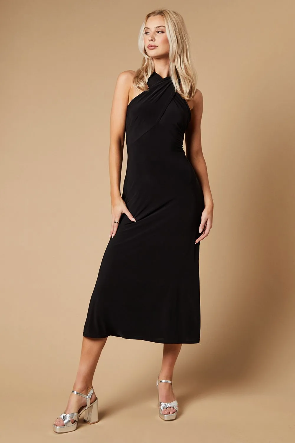 Occasion Double Jersey Halterneck Maxi Dress