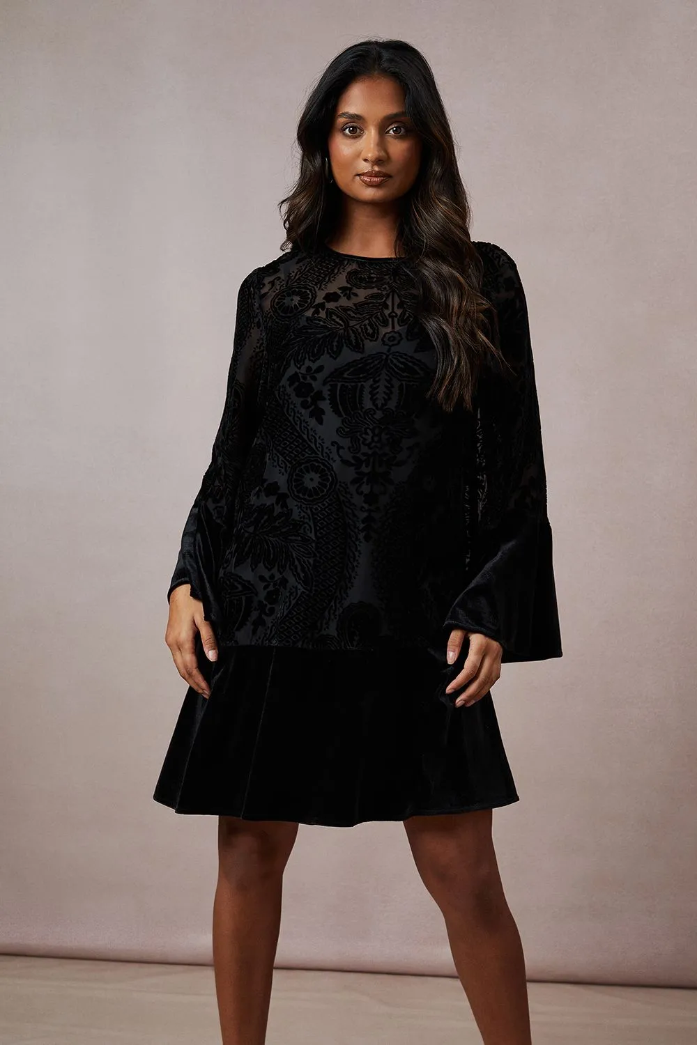 Velvet Contrast Mini Dress