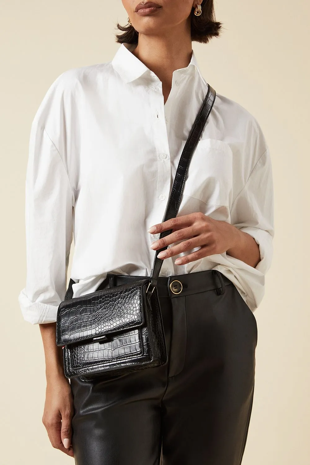 Delilah Croc Detail Cross Body Bag