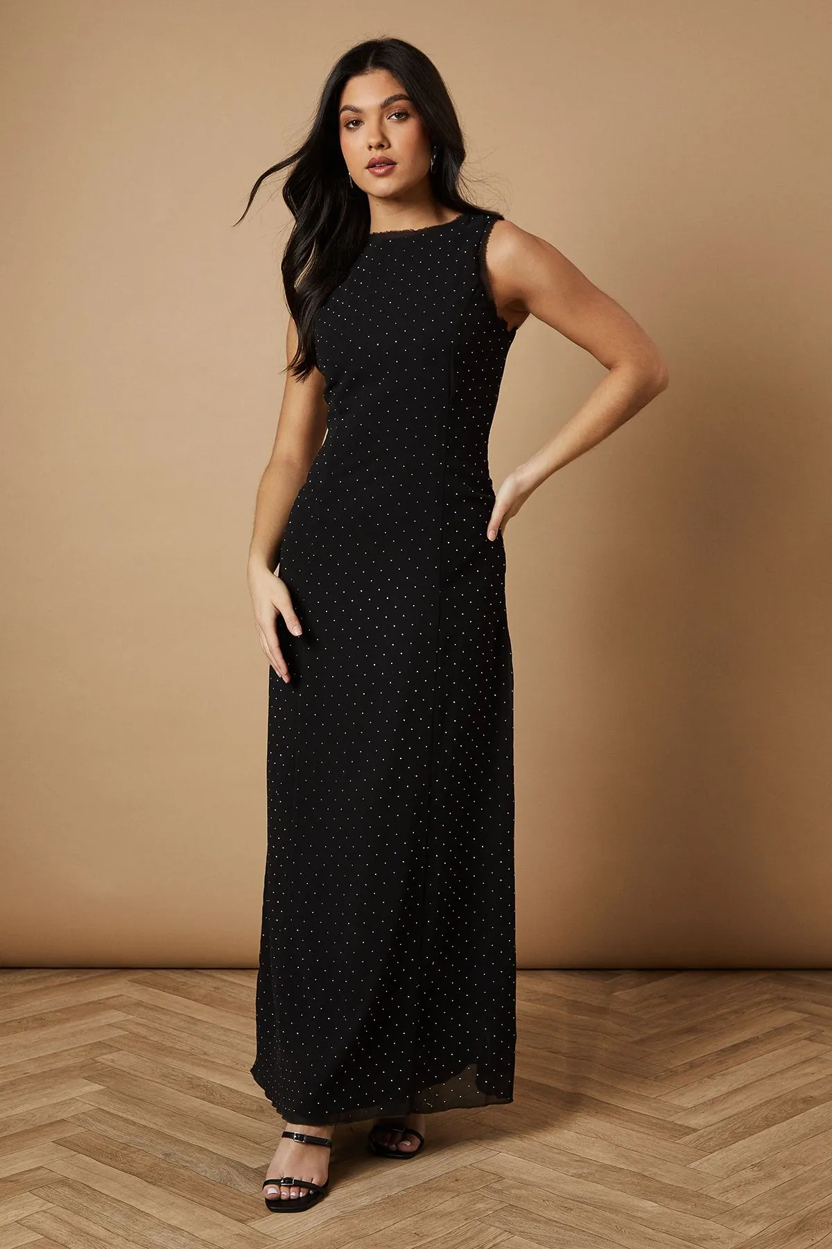 Sleeveless Hotfix Maxi Dress