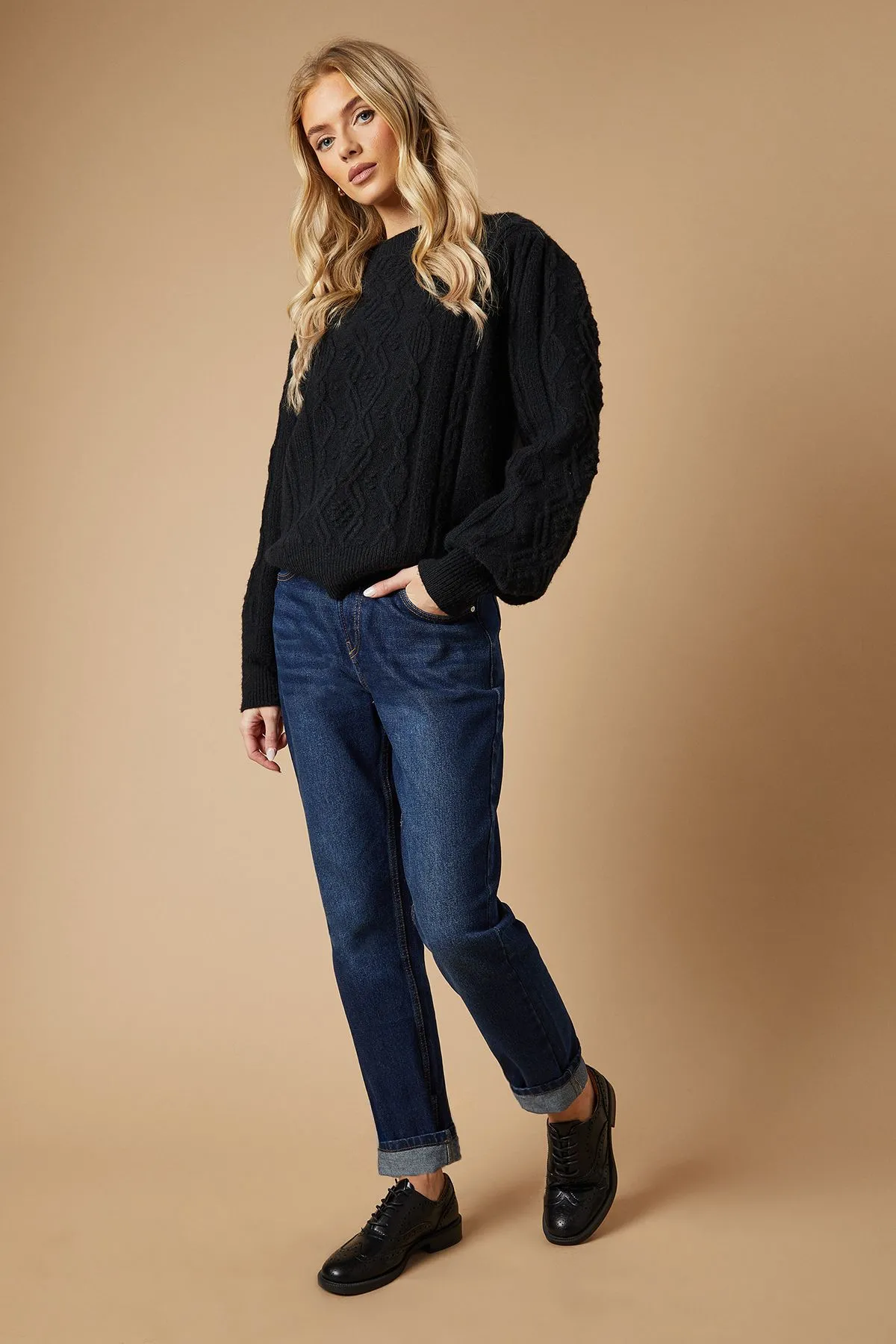 Sanya Faux Leather Brogue Detail Lace Up Flat Shoes