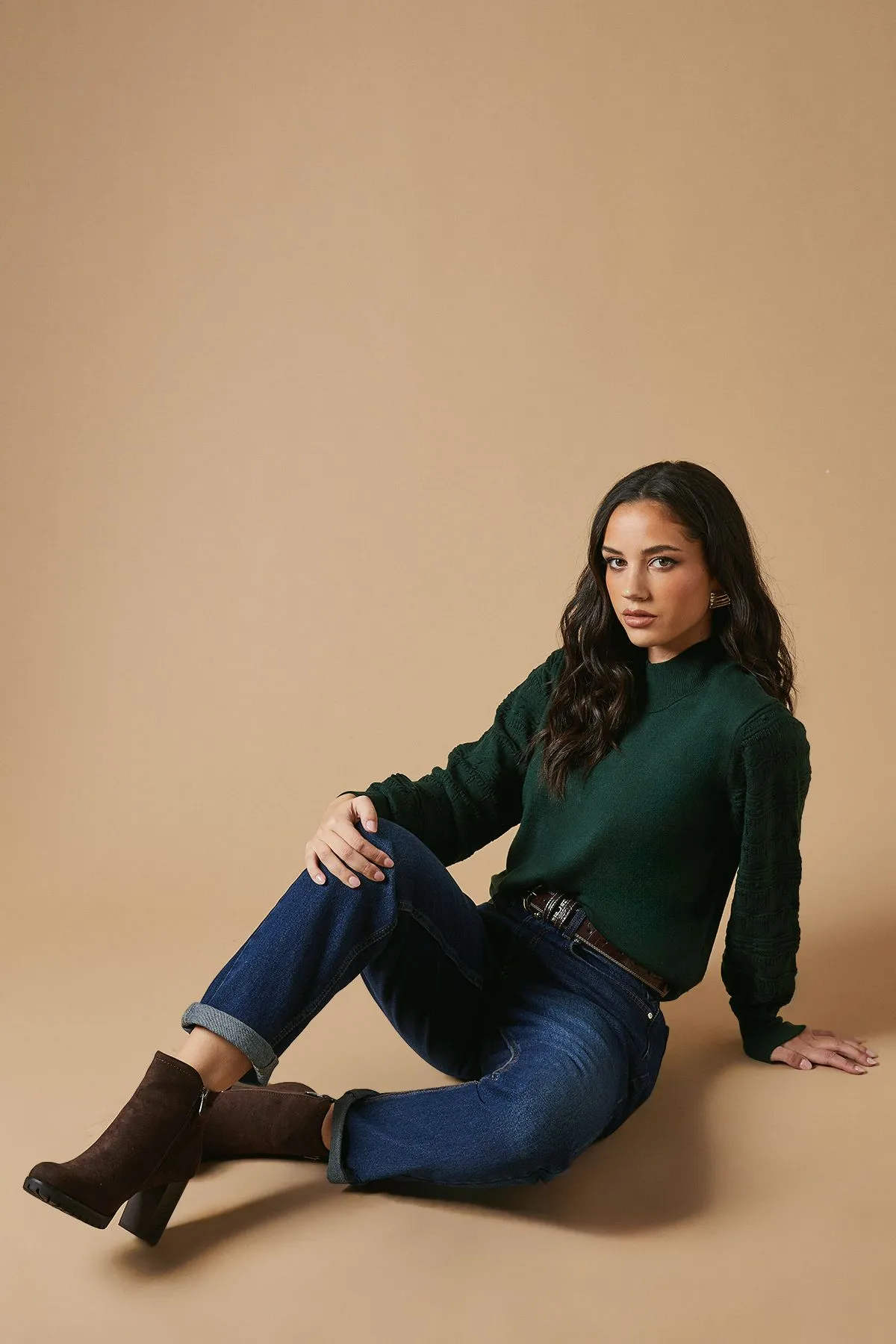 Milou Faux Suede Buckle Detail High Heel Platform Chelsea Ankle Boots